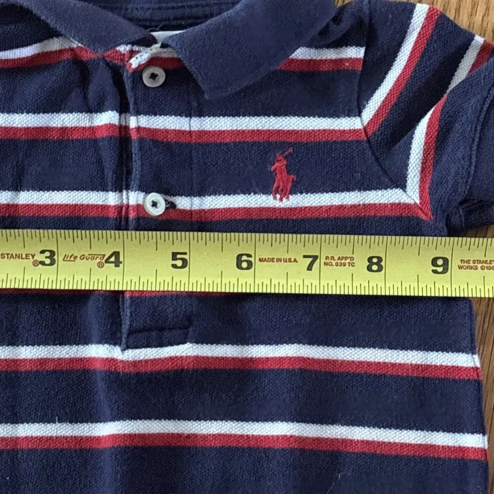 Polo Ralph Lauren Romper Boys Preppy  Striped Blue Red 9 Months